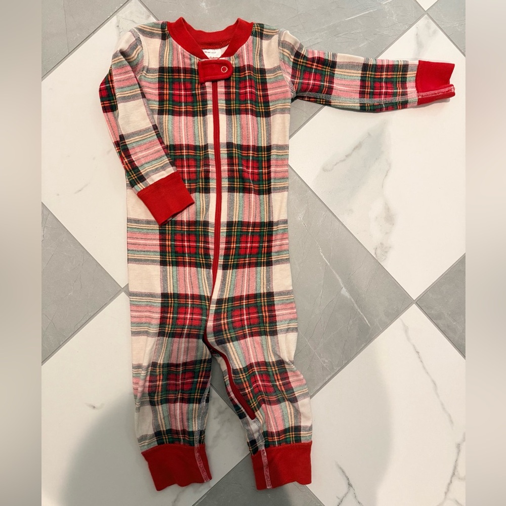 Hanna Andersson Plaid Zip Up One Piece Sleepet